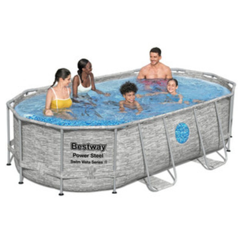 Piscina Fuori Terra Bestway 56714 Con Oblò Swim Vista Ovale 427x250x100 cm Piscina Fuori Terra Bestway 56714 Con Oblò Swim Vista Ovale 427x250x100 cm