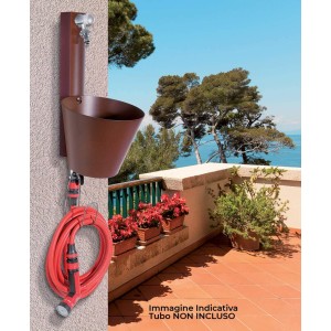 Fontana a Parete da Giardino con Doppio Rubinetto colore Ruggine