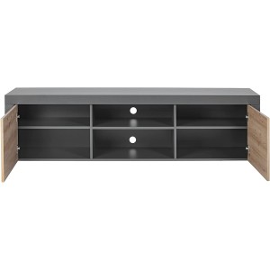 MOBILE MODERNO TAVOLINO PORTA TV CORBETO ANTRACITE ROVERE 186x42x60CM