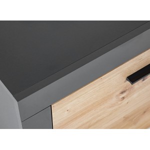 MOBILE MODERNO TAVOLINO PORTA TV CORBETO ANTRACITE ROVERE 186x42x60CM