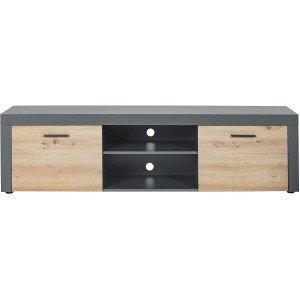 MOBILE MODERNO TAVOLINO PORTA TV CORBETO ANTRACITE ROVERE 186x42x60CM