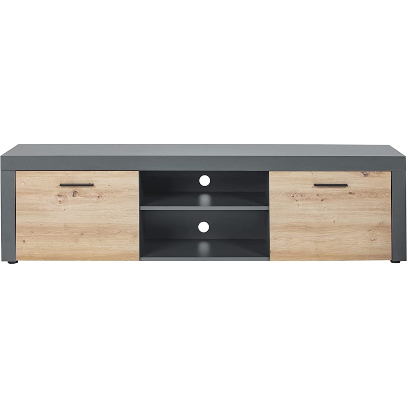 MOBILE MODERNO TAVOLINO PORTA TV CORBETO ANTRACITE ROVERE 186x42x60CM MOBILE MODERNO TAVOLINO PORTA TV CORBETO ANTRACITE ROVERE 186x42x60CM