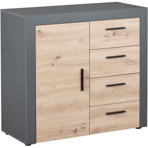 CREDENZA CASSETTIERA COMO' CORBETO CASA UFFICIO ANTRACITE ROVERE 94x86x40CM