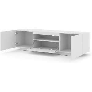 MOBILE TV PIANO TV SOSPESO O A TERRA BIANCO OPACO (NO LED) 150x37x42cm AURA
