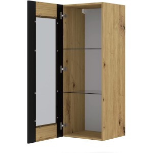 VETRINA CREDENZA MADIE QUERCIA CON CORNICI NERE 125X48X40CM MONDI
