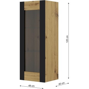 VETRINA CREDENZA MADIE QUERCIA CON CORNICI NERE 125X48X40CM MONDI
