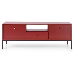 MOBILE TV PORTA TV CASSETTIERA ROSSO PIEDI NERI 153.5x56.2x39cm MONO