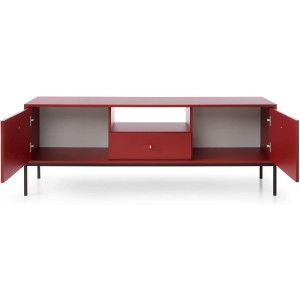 MOBILE TV PORTA TV CASSETTIERA ROSSO PIEDI NERI 153.5x56.2x39cm MONO