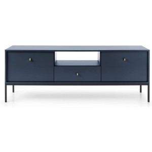 MOBILE TV PORTA TV CASSETTIERA BLU SCURO PIEDI NERI 153.5x56.2x39cm MONO