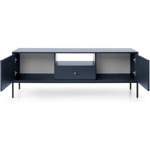 MOBILE TV PORTA TV CASSETTIERA BLU SCURO PIEDI NERI 153.5x56.2x39cm MONO