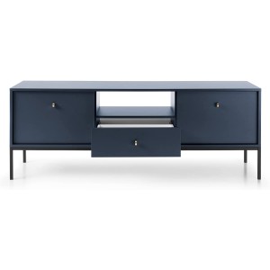MOBILE TV PORTA TV CASSETTIERA BLU SCURO PIEDI NERI 153.5x56.2x39cm MONO