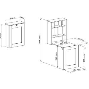 SCRIVANIA PIEGHEVOLE DA APPENDERE LIBRERIA UFFICIO CASA ROVERE 145X90X60CM TILT