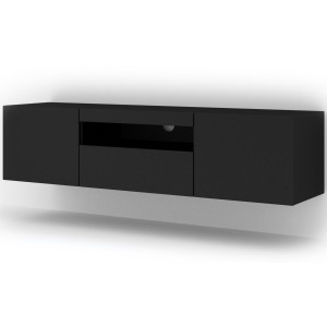 MOBILE TV PIANO TV SOSPESO O A TERRA NERO OPACO (NO LED) 150x37x42cm AURA