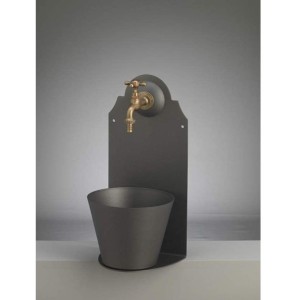 Fontana a parete completa di rubinetto e piletta colore Antracite Made in Italy