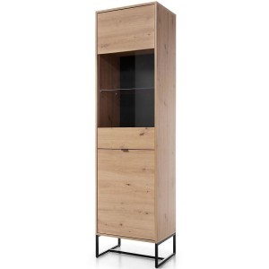 MOBILE VETRINA ARMADIO CREDENZA SOGGIORNO QUERCIA NERO 197x53x39cm AMBER