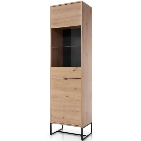 MOBILE VETRINA ARMADIO CREDENZA SOGGIORNO QUERCIA NERO 197x53x39cm AMBER