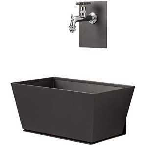 Fontana a parete con vasca e rubinetto incluso colore antracite Made in Italy