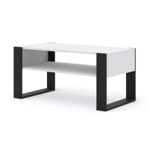 MOBILE TAVOLINO DA CAFFE'  PIANO PC 2 PIANI BIANCO OPACO 100x53.20x47.50cm MONDI
