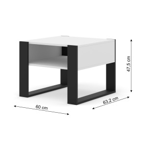 MOBILE TAVOLINO DA CAFFE' PIANO PC 2 PIANI BIANCO OPACO 60x60.20x47.50cm MONDI