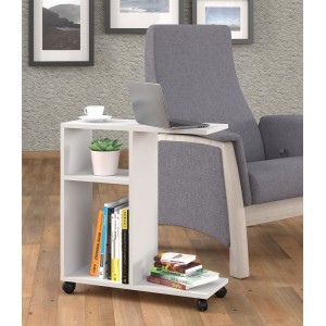 MOBILE TAVOLINO CON RUOTE PORTA PC COMODINO UFFIO CASA BIANCO OPACO 60x45x22cm TRASCO