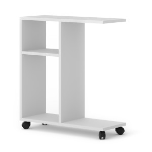 MOBILE TAVOLINO CON RUOTE PORTA PC COMODINO UFFIO CASA BIANCO OPACO 60x45x22cm TRASCO