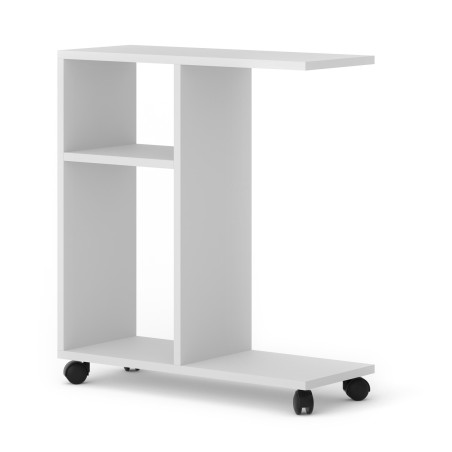 MOBILE TAVOLINO CON RUOTE PORTA PC COMODINO UFFIO CASA BIANCO OPACO 60x45x22cm TRASCO