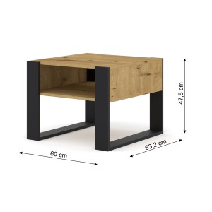MOBILE TAVOLINO DA CAFFE' PIANO PC 2 PIANI QUERCIA 60x60.20x47.50cm MONDI