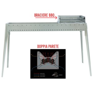 CANALETTA FORNACELLA SPIEDO PER ARROSTICINI GRILL INOX EL GAUCHO COMBI 80+40