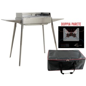 CANALETTA FORNACELLA SPIEDO PER ARROSTICINI BARBECUE A CARBONE EL GAUCHO ASADO IN ACCIAIO INOX