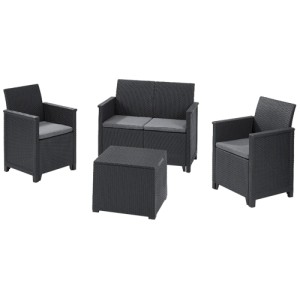 SET SALOTTO RATTAN KETER EMMA LOUNGE 4 POSTI ANTRACITE