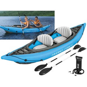 KAYAK CHAMPION 2 PERSONE BESTWAY -65131 + PAGAIA, POMPA, CUSTODIA E KIT RIPARAZIONE