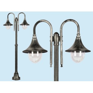 LAMPIONE ALLUMINIO 2 LUCI GALATEA PALO CM.186H Illuminazione ESTERNO