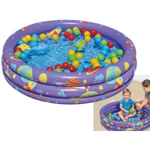 PISCINA GONFIABILE TONDA CON PALLINE PER BAMBINI BESTWAY 101LT 102xH25 -52466