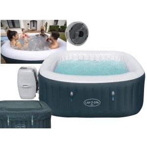 PISCINA IDROMASSAGGIO GONFIABILE QUADRATA FUORI TERRA SPA LAY-Z IBIZA AIRJET BESTWAY 180x180xH66 cm -60015